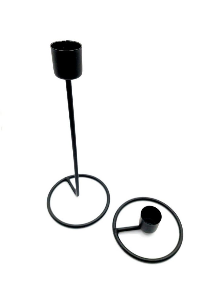 meytrade Kerzenhalter Kerzenständer für Stabkerzen in schwarz groß und klein im 2er Set rund, Rund aus Metall meytrade Kerzenhalter Kerzenständer für Stabkerzen in schwarz groß und klein im 2er Set rund, Rund aus Metall von meytrade
