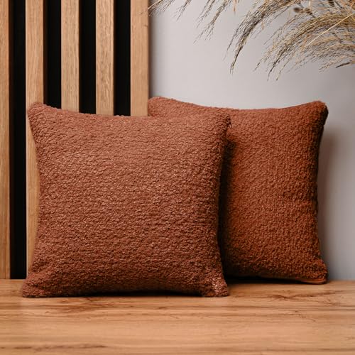 2er Set Kissenbezug 30x30 cm Kupfer quadratisch - aus Chenille-Stoff, mit Reißverschluss - dekorative Kissenbezüge für Kissen 30x30 für Sofa, Deko Schlafzimmer, Deko Wohnzimmer von MG Design