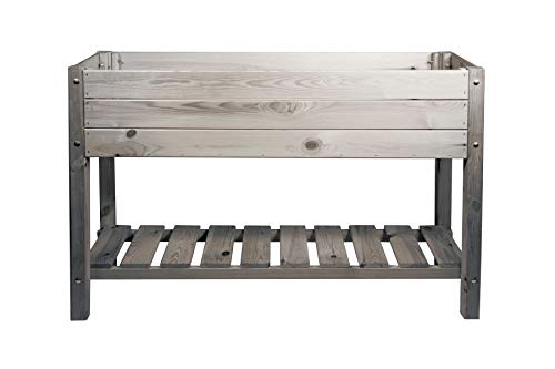 mgc24 Hochbeet Massiv L - Kiefernholz Grau rechteckig für Garten/Terrasse/Balkon - 118 x 40 x 78 cm von mgc24