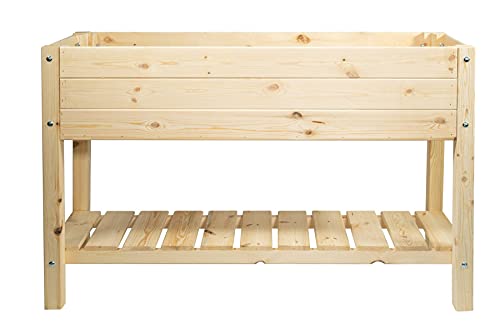 mgc24 Hochbeet Massiv L - Kiefernholz Natur rechteckig für Garten/Terrasse/Balkon - 118 x 40 x 78 cm von mgc24