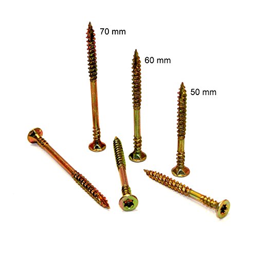 200 Stück OSB Verlegeschrauben 4,5 x 60 mm gelb verzinkt Torx TX 25 Verlegeplattenschrauben von mgn-store
