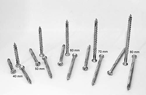 5 x 60 mm Edelstahl A2 Torx TX 25 Terrassenschrauben rostfrei V2A von 100-1000 Stück wählbar (1000) von mgn-store