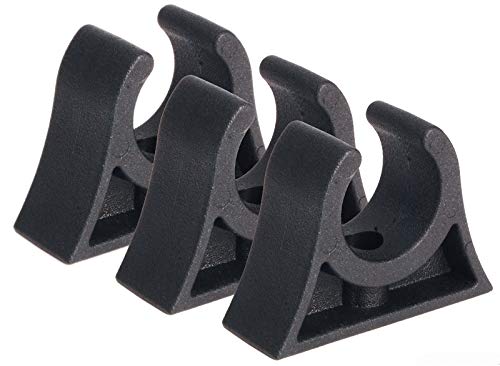 10 Stück Bootshakenhalter weiß schwarz 16-40 mm Halter Clip Schelle Rohrschelle Halterung (schwarz, Clip Ø 25/26 mm) von mgverkauf
