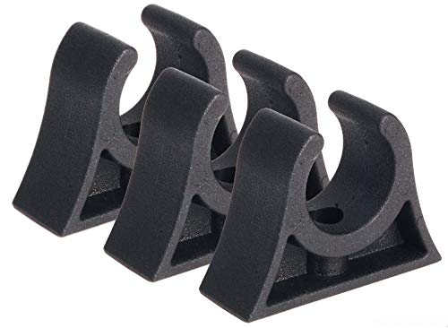 10 Stück Bootshakenhalter weiß schwarz 16-40 mm Halter Clip Schelle Rohrschelle Halterung (schwarz, Clip Ø 22/24 mm) von mgverkauf