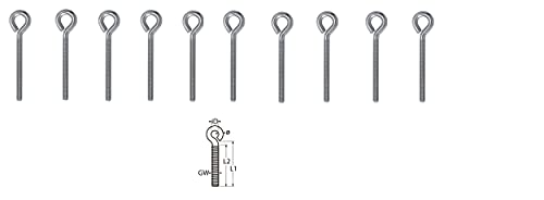 Ösenschraube 10 Stück M5 x 40 Edelstahl V2A Gewinde metrisch Augenschraube Ringschraube Augbolzen von mgverkauf