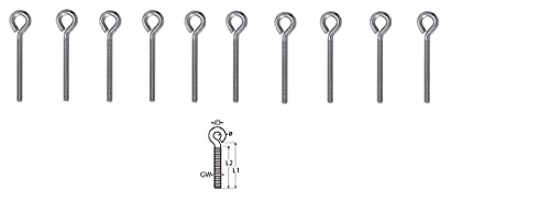 Ösenschraube 10 Stück M8 x 80 Edelstahl V2A Gewinde metrisch Augenschraube Ringschraube Augbolzen von mgverkauf