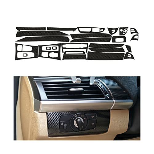 Interieur Zubehör 5D Für BMW X5 E70 2007-2010 2011 2012 2013 Auto Innenverkleidung Aufkleber Innen Aufkleber Automotive Carbon Muster DIY Styling LuftauslassDekoration Streifen von mhbh