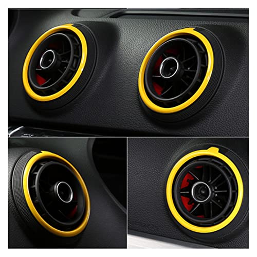 Interieur Zubehör Für Audi A3 S3 RS3 8V 2013 2014 2015 Innenraum Auto Klimaanlage Outlet Trim Ring Cover Außenring Refit Zubehör LuftauslassDekoration Streifen (Farbe : Gelb) von mhbh