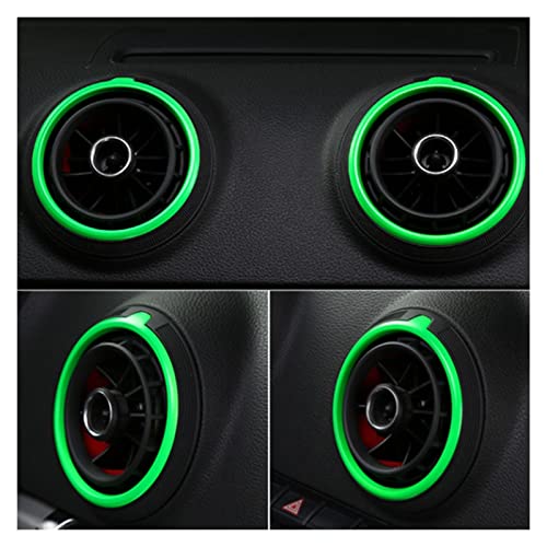 Interieur Zubehör Für Audi A3 S3 RS3 8V 2013 2014 2015 Innenraum Auto Klimaanlage Outlet Trim Ring Cover Außenring Refit Zubehör LuftauslassDekoration Streifen (Farbe : Green) von mhbh