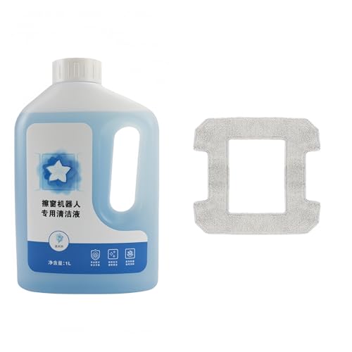 Reinigungslösung Und Pads, Kompatibel Mit ECOVACS WINBOT Fensterroboter: 1 L Reinigungslösung Und Pads Mit Blue Bell-Duft, Passend For Modelle W1S, W1 PRO, W2 Pro, W2S Pro (X Paar Pads)(SETB) von mhddhd