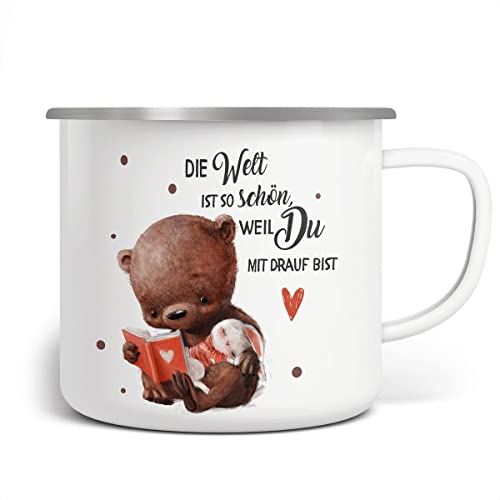 MIKALINO Emaille Tasse Kinder - Trinkbecher Kinder personalisiert - Emaille Becher mit Bär-Motiv - Kindertasse mit Namen & Spruch - Kindertasse bedruckt - Emaille Becher Weiß MIKALINO Emaille Tasse Kinder - Trinkbecher Kinder personalisiert - Emaille Becher mit Bär-Motiv - Kindertasse mit Namen & Spruch - Kindertasse bedruckt - Emaille Becher Weiß von miKalino