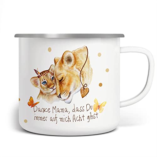 MIKALINO Emaille Tasse Danke Mama, dass Du immer auf mich Acht gibst | handbedruckt in Deutschland | kreatives individuelles, Farbe:weisssilber, Grösse:300ml MIKALINO Emaille Tasse Danke Mama, dass Du immer auf mich Acht gibst | handbedruckt in Deutschland | kreatives individuelles, Farbe:weisssilber, Grösse:300ml von miKalino