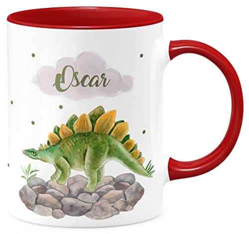 Mikalino Keramik Tasse Stegosaurus Dinosaurier mit Wunschname - handbedruckt in Deutschland | Kaffee Becher Kaffeetasse Geschenk, Farbe:rot, Grösse:330ml Mikalino Keramik Tasse Stegosaurus Dinosaurier mit Wunschname - handbedruckt in Deutschland | Kaffee Becher Kaffeetasse Geschenk, Farbe:rot, Grösse:330ml von miKalino