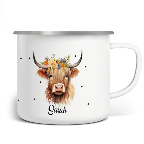 miKalino Emaille Tasse Mädchen - Trinkbecher Kinder personalisiert - Emaille Becher mit Kuh-Motiv - Kindertasse mit Namen - Kindertasse bedruckt - Emaille Becher Weiß, Farbe:weisssilber miKalino Emaille Tasse Mädchen - Trinkbecher Kinder personalisiert - Emaille Becher mit Kuh-Motiv - Kindertasse mit Namen - Kindertasse bedruckt - Emaille Becher Weiß, Farbe:weisssilber von miKalino