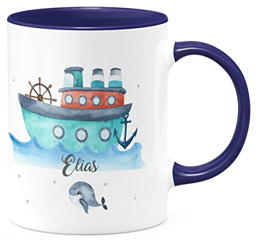 miKalino Keramik Tasse Buntes Schiff personalisiert mit Wunschname | Kaffee Becher Kaffeetasse Geschenk, Farbe:kobalt, Grösse:330ml miKalino Keramik Tasse Buntes Schiff personalisiert mit Wunschname | Kaffee Becher Kaffeetasse Geschenk, Farbe:kobalt, Grösse:330ml von miKalino