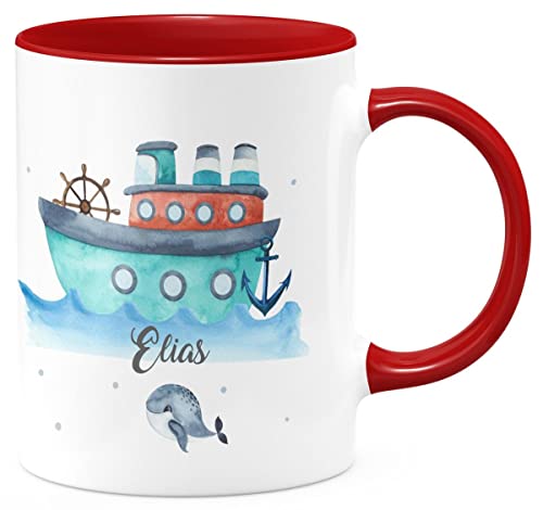miKalino Keramik Tasse Buntes Schiff personalisiert mit Wunschname | Kaffee Becher Kaffeetasse Geschenk, Farbe:rot, Grösse:330ml miKalino Keramik Tasse Buntes Schiff personalisiert mit Wunschname | Kaffee Becher Kaffeetasse Geschenk, Farbe:rot, Grösse:330ml von miKalino