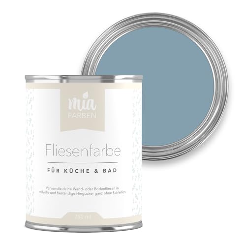 miafarben Fliesenfarbe ohne Schleifen – Fliesenlack für Wand & Boden – Bad & Küche – hochdeckend, matt, wasserbasiert, für Innen (Kühle Meeresbrise, 750ml) von miafarben