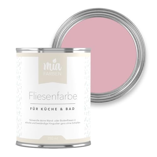 miafarben Fliesenfarbe ohne Schleifen – Fliesenlack für Wand & Boden – Bad & Küche – hochdeckend, matt, wasserbasiert, für Innen (Liebliche Erdbeercreme, 2,5L) von miafarben