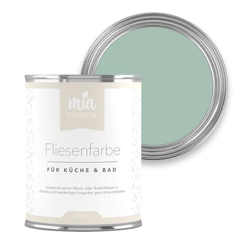 miafarben Fliesenfarbe ohne Schleifen – Fliesenlack für Wand & Boden – Bad & Küche – hochdeckend, matt, wasserbasiert, für Innen (Mias Minze, 2,5L) von miafarben