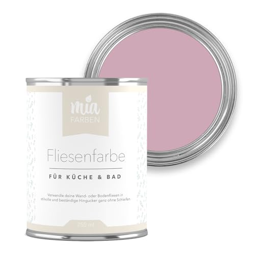 miafarben Fliesenfarbe ohne Schleifen – Fliesenlack für Wand & Boden – Bad & Küche – hochdeckend, matt, wasserbasiert, für Innen (Mias Pfingstrose, 5L) von miafarben