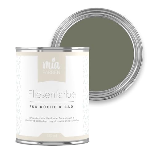 miafarben Fliesenfarbe ohne Schleifen – Fliesenlack für Wand & Boden – Bad & Küche – hochdeckend, matt, wasserbasiert, für Innen (Sommerlicher Waldpfad, 2,5L) von miafarben