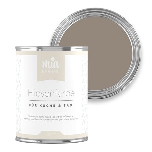 miafarben Fliesenfarbe ohne Schleifen – Fliesenlack für Wand & Boden – Bad & Küche – hochdeckend, matt, wasserbasiert, für Innen (Warmes Sepiaholz, 5L) von miafarben