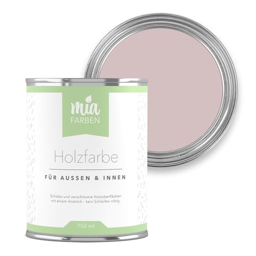 miafarben Holzfarbe ohne Schleifen – wetterfeste Farbe für Innen & Außen – matt, hochdeckend, wasserbasiert (Blasses Rosengrau, 2,5L) von miafarben