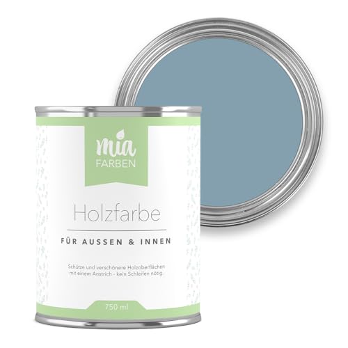 miafarben Holzfarbe ohne Schleifen – wetterfeste Farbe für Innen & Außen – matt, hochdeckend, wasserbasiert (Kühle Meeresbrise, 5L) von miafarben