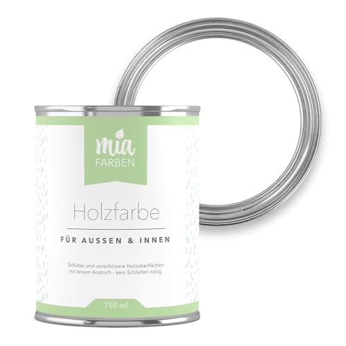 miafarben Holzfarbe ohne Schleifen – wetterfeste Farbe für Innen & Außen – matt, hochdeckend, wasserbasiert (Traumhaftes Weiss, 5L) von miafarben