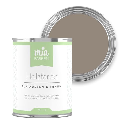miafarben Holzfarbe ohne Schleifen – wetterfeste Farbe für Innen & Außen – matt, hochdeckend, wasserbasiert (Warmes Sepiaholz, 2,5L) von miafarben