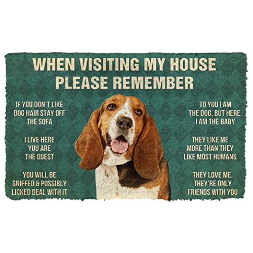 Fußmatte für den Inneneingang, Please Remember Basset Hound Dogs House Rules Custom Doormat Personalisierte Geschenke Heimdekoration Einweihungsgeschenk von miaomansenstore