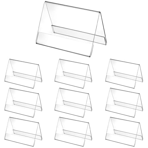 10 Stück Acryl Tischaufsteller, 9x6 cm Namensaufsteller Tisch Wiederverwendbare, Dachform Doppelseitige Tischaufsteller für Namensschild und Preisschild von miaomiao
