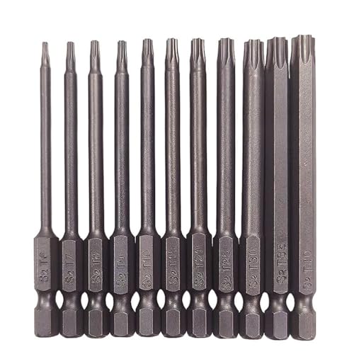 11 Stück Torx Bit Set Lang, 100mm Torx Schraubendreher Set, T6-T40 Magnetische Schraubendreher Bits Kit, 1/4" Sternenkopf Sechskant Schaft Elektrische Bits Satz Werkzeuge 11 Stück Torx Bit Set Lang, 100mm Torx Schraubendreher Set, T6-T40 Magnetische Schraubendreher Bits Kit, 1/4" Sternenkopf Sechskant Schaft Elektrische Bits Satz Werkzeuge von miaomiao