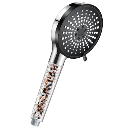 Duschkopf mit Filter, Hochdruck Duschbrause mit 5 Strahlarten, Wassersparender Duschkopf mit 3-Lagen-Filtration und zusätzlichen Steinen von miaomiao