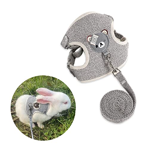 Kaninchen Leine, Verstellbares Hasenleine Kaninchen Zubehoer, 120cm Kaninchen Geschirr Set mit Leine, für Kaninchen, Kleine Katzen und Andere Kleine Haustiere von miaomiao