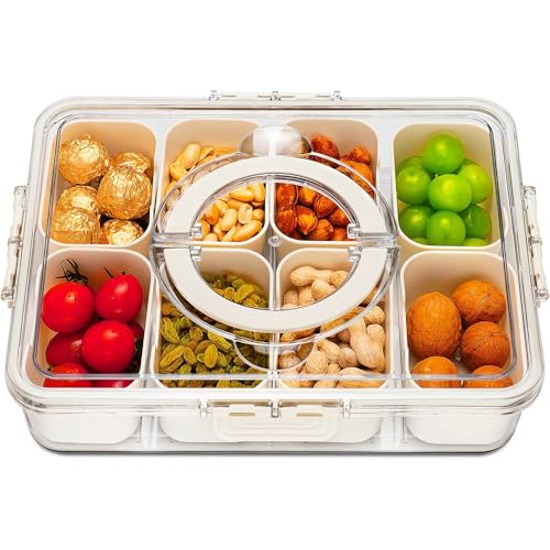 Snackbox mit 8 Fächern, Snackschale mit Deckel und Griff, Auslaufsicherer Snackteller Organizer, für Süßigkeiten Obst Keksen Dessert Gemüse Nüsse Snackbox mit 8 Fächern, Snackschale mit Deckel und Griff, Auslaufsicherer Snackteller Organizer, für Süßigkeiten Obst Keksen Dessert Gemüse Nüsse von miaomiao