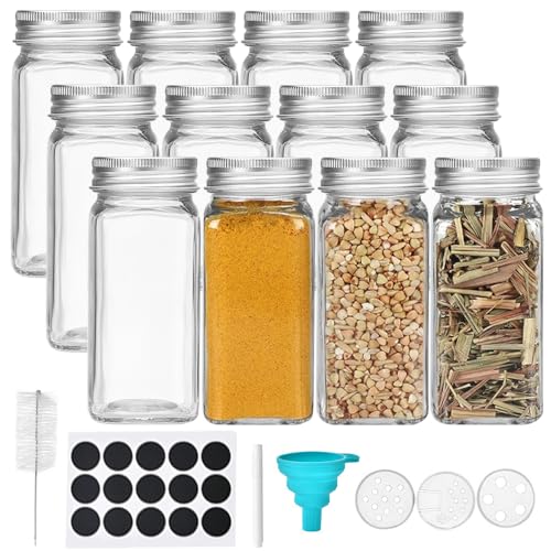 miaomiao 12 Stück Gewürzgläser Eckig Set, 120 ml Gewürzdosen Gewürze Organizer, Gewürzbehälter Spice Jars mit Streueinsatz, Etiketten Schwarz, Trichter, Reinigungsbürste, Stift miaomiao 12 Stück Gewürzgläser Eckig Set, 120 ml Gewürzdosen Gewürze Organizer, Gewürzbehälter Spice Jars mit Streueinsatz, Etiketten Schwarz, Trichter, Reinigungsbürste, Stift von miaomiao