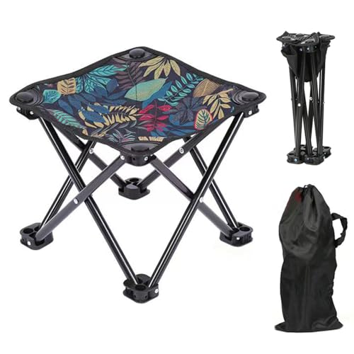 miaomiao Camping Hocker Faltbar, Tragbarer Klapphocker, Mini Klappbarer Hocker mit Tragetasche, Campinghocker Angelhocker für Erwachsene Angeln Wandern Gartenarbeit und Strand (Tarnung) von miaomiao