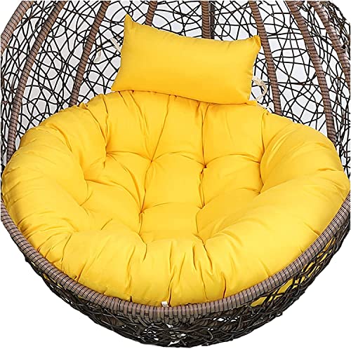 miaosssM Hängestuhl Kissen Rund, Hängesessel Schaukel Sitzauflage, Hängendes Ei Stuhlkissen Dicker, Schaukelkissen Rückenkissen für Innendekoration Terrasse Garten(Size:Diameter 122cm,Color:Yellow) von miaosssM