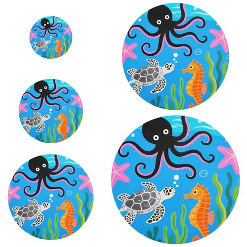 5 Stück Abdeckungen für Schüsseln wiederverwendbar in 5 Größen Frischhalteschüssel Abdeckungen für Lebensmittel Obst Salat Umweltfreundlich Cartoon Tier Unterwasser Schildkröte Seepferdchen von miaozhen