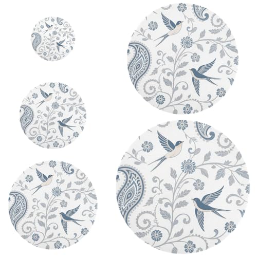 5 Stück Lebensmittel- und Schüsselabdeckungen, wiederverwendbar, in 5 Größen, Brot, Sauerteigdeckel für langanhaltende Frische, grau-blau, Paisleymuster, Blume, Boho 5 Stück Lebensmittel- und Schüsselabdeckungen, wiederverwendbar, in 5 Größen, Brot, Sauerteigdeckel für langanhaltende Frische, grau-blau, Paisleymuster, Blume, Boho von miaozhen