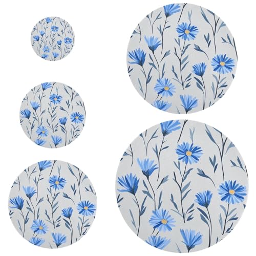 5 Stück Pinselabdeckung Stretch in 5 Größen Frischhalteabdeckungen für lang anhaltende Frische, schönes Kornblumengraublau von miaozhen
