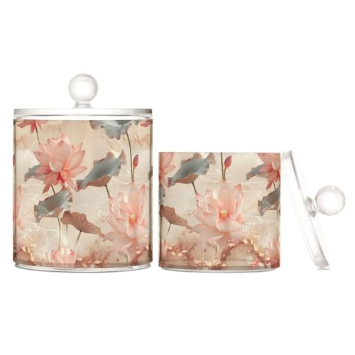Aufbewahrungsbehälter für Waschmalerei, Blume, Roségold, transparent, Kunststoff, mit Deckel, Kommode, Essentials, dekorative Zahnseide-Aufbewahrungsdose für Wattestäbchen, Wattepads, Zahnseide-Picker Aufbewahrungsbehälter für Waschmalerei, Blume, Roségold, transparent, Kunststoff, mit Deckel, Kommode, Essentials, dekorative Zahnseide-Aufbewahrungsdose für Wattestäbchen, Wattepads, Zahnseide-Picker von miaozhen