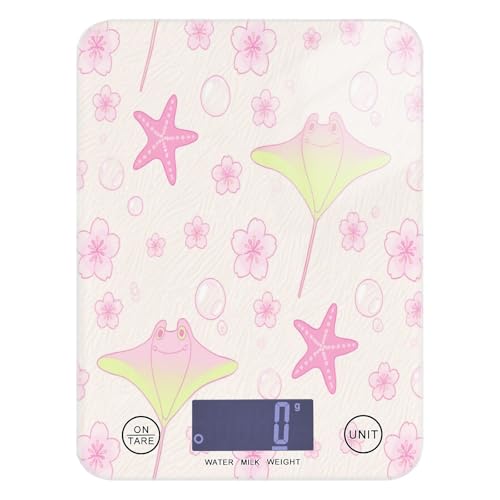 Bascula Digitale Waage mit LCD-Display, für Reisen, 5 kg/5 g, schöne Blume, Manta, Rochen, Rosa, digitale Waage für Küche, mit 4 Einheiten für Keto-Backen, Kochen (Batterien nicht im Lieferumfang Bascula Digitale Waage mit LCD-Display, für Reisen, 5 kg/5 g, schöne Blume, Manta, Rochen, Rosa, digitale Waage für Küche, mit 4 Einheiten für Keto-Backen, Kochen (Batterien nicht im Lieferumfang von miaozhen