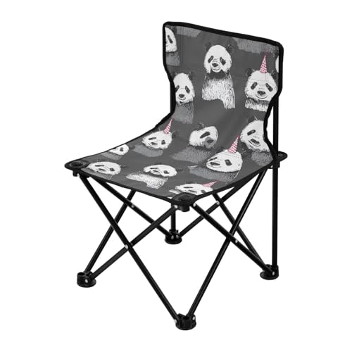 Cartoon Cute Birthday Black and White Panda Faltbare Campingstühle für Erwachsene Leichte Rasenstühle Inklusive Tragetasche von miaozhen