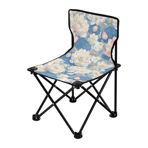 Flower White Summer Boho Folding Camp Chairs for Adults Ultralight Packable Chair with Carrying Bag von miaozhen