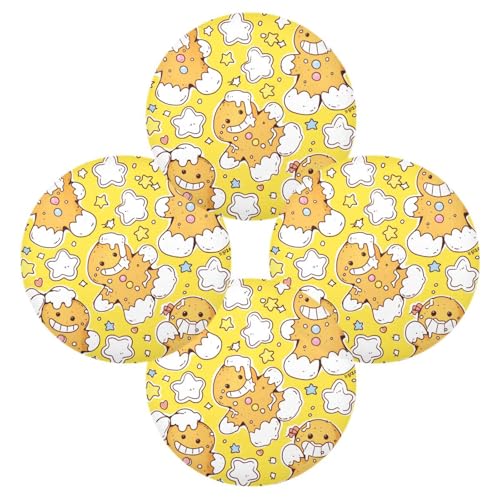 Gelbe Cartoon-Lebkuchenmann-Tischsets für einen runden Tisch, Küche, Tischsets, 4 Stück, 39,1 x 39,1 cm, Tapete Para Mesa Dekorationen, Dekoration von miaozhen