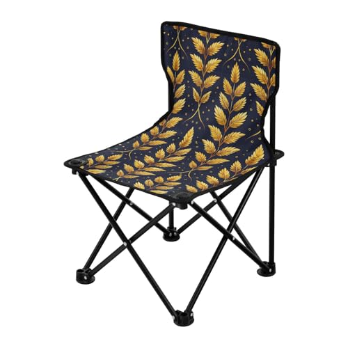 Gold Leaf Dark Blue Dot Kompakter Ultraleichter Campingstuhl Ultraleicht Rucksack Strandstühle für Erwachsene Inklusive Tragetasche von miaozhen