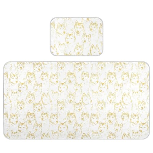 Kühlende Baby-Matratze, wasserdicht, 71,1 x 132,1 cm, ultraweich, goldfarben, Hundekopf-Silhouetten, Nestchenpolster für Kinder, Erwachsene Kühlende Baby-Matratze, wasserdicht, 71,1 x 132,1 cm, ultraweich, goldfarben, Hundekopf-Silhouetten, Nestchenpolster für Kinder, Erwachsene von miaozhen