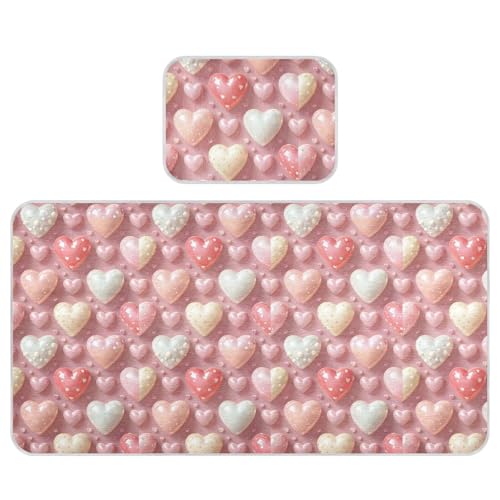 Kühlende Baby-Matratze für Stubenwagen, 71,1 x 132,1 cm, saugfähig, Herzen, Pastell-Pfirsichcremefarben, Bettauflagen für Erwachsene für Kinder, Erwachsene Kühlende Baby-Matratze für Stubenwagen, 71,1 x 132,1 cm, saugfähig, Herzen, Pastell-Pfirsichcremefarben, Bettauflagen für Erwachsene für Kinder, Erwachsene von miaozhen